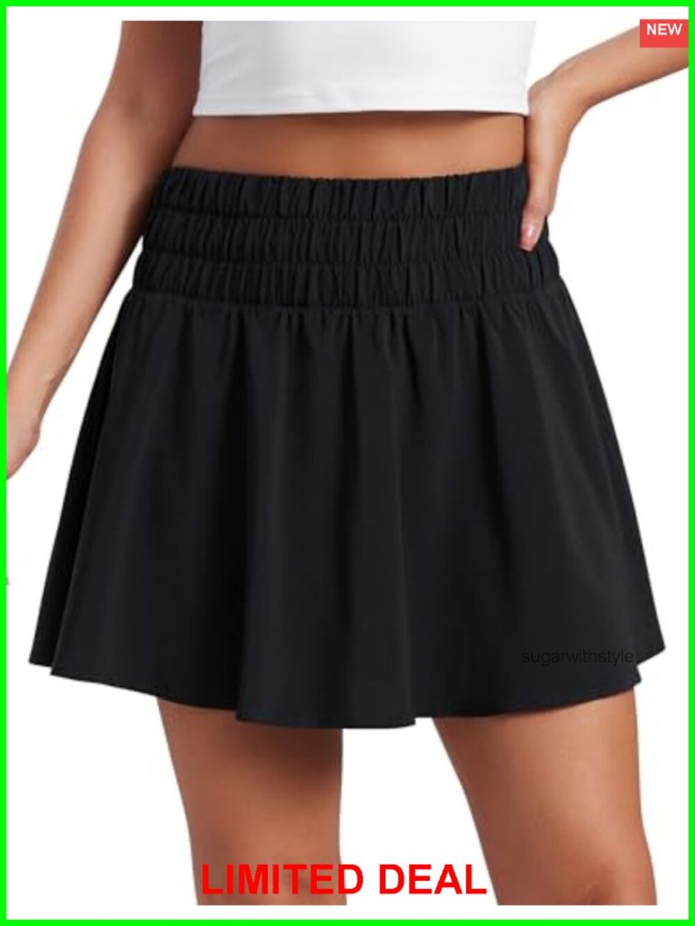 High Waisted Tennis Skort with Built-in Shorts & Pockets